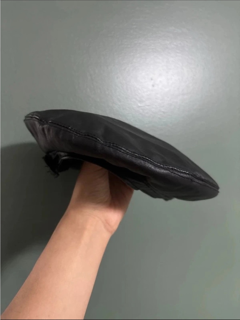 Bermans Black Genuine Leather Hat - Adjustable Fit